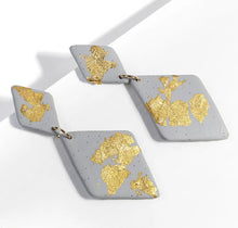 Geometric Gold Foil Polymer Clay Drop Earrings