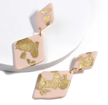 Geometric Gold Foil Polymer Clay Drop Earrings