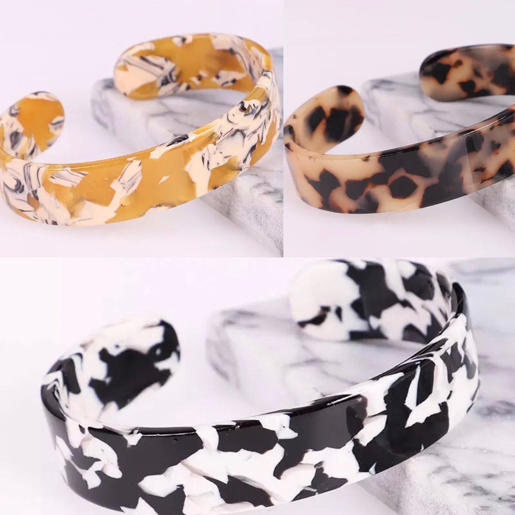 Leopard Print Resin Cuff Bracelet